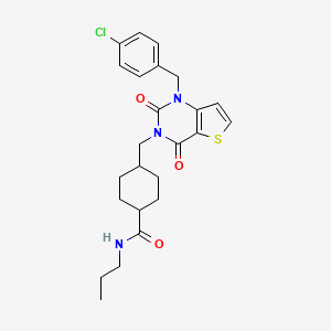 molecular formula C24H28ClN3O3S B6498069 4-({1-[(4-chlorophenyl)methyl]-2,4-dioxo-1H,2H,3H,4H-thieno[3,2-d]pyrimidin-3-yl}methyl)-N-propylcyclohexane-1-carboxamide CAS No. 932291-12-8