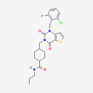 4-({1-[(2-chloro-6-fluorophenyl)methyl]-2,4-dioxo-1H,2H,3H,4H-thieno[3,2-d]pyrimidin-3-yl}methyl)-N-propylcyclohexane-1-carboxamide