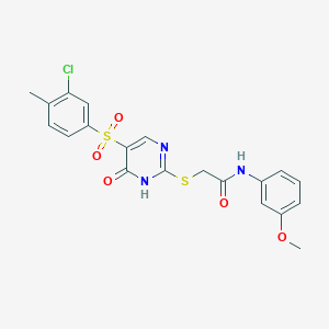 molecular formula C20H18ClN3O5S2 B6498125 2-{[5-(3-chloro-4-methylbenzenesulfonyl)-6-oxo-1,6-dihydropyrimidin-2-yl]sulfanyl}-N-(3-methoxyphenyl)acetamide CAS No. 933192-46-2