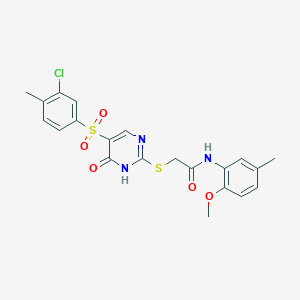 molecular formula C21H20ClN3O5S2 B6498133 2-{[5-(3-chloro-4-methylbenzenesulfonyl)-6-oxo-1,6-dihydropyrimidin-2-yl]sulfanyl}-N-(2-methoxy-5-methylphenyl)acetamide CAS No. 932973-77-8