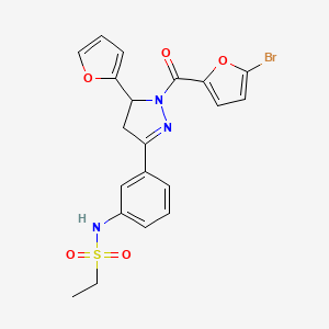 N-{3-[1-(5-bromofuran-2-carbonyl)-5-(furan-2-yl)-4,5-dihydro-1H-pyrazol-3-yl]phenyl}ethane-1-sulfonamide