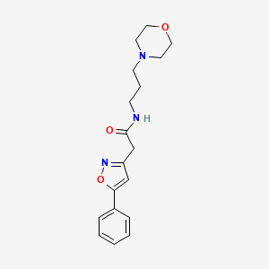 molecular formula C18H23N3O3 B6498220 N-[3-(morpholin-4-yl)propyl]-2-(5-phenyl-1,2-oxazol-3-yl)acetamide CAS No. 946361-46-2