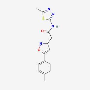 molecular formula C15H14N4O2S B6498253 N-(5-methyl-1,3,4-thiadiazol-2-yl)-2-[5-(4-methylphenyl)-1,2-oxazol-3-yl]acetamide CAS No. 953154-41-1