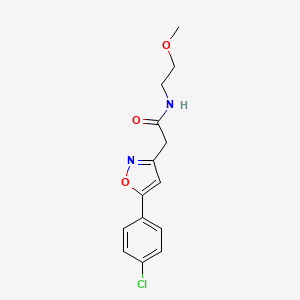 molecular formula C14H15ClN2O3 B6498254 2-[5-(4-chlorophenyl)-1,2-oxazol-3-yl]-N-(2-methoxyethyl)acetamide CAS No. 946261-97-8
