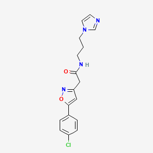 molecular formula C17H17ClN4O2 B6498262 2-[5-(4-chlorophenyl)-1,2-oxazol-3-yl]-N-[3-(1H-imidazol-1-yl)propyl]acetamide CAS No. 953176-04-0