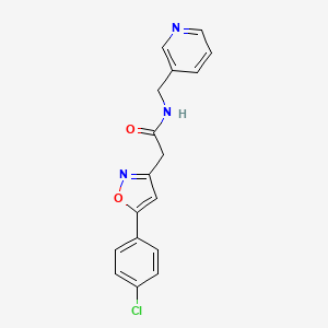molecular formula C17H14ClN3O2 B6498267 2-[5-(4-chlorophenyl)-1,2-oxazol-3-yl]-N-[(pyridin-3-yl)methyl]acetamide CAS No. 946227-13-0