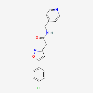 molecular formula C17H14ClN3O2 B6498274 2-[5-(4-chlorophenyl)-1,2-oxazol-3-yl]-N-[(pyridin-4-yl)methyl]acetamide CAS No. 946316-45-6