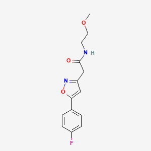 molecular formula C14H15FN2O3 B6498280 2-[5-(4-fluorophenyl)-1,2-oxazol-3-yl]-N-(2-methoxyethyl)acetamide CAS No. 952977-66-1