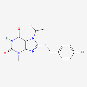 molecular formula C16H17ClN4O2S B6498291 8-{[(4-chlorophenyl)methyl]sulfanyl}-3-methyl-7-(propan-2-yl)-2,3,6,7-tetrahydro-1H-purine-2,6-dione CAS No. 326919-15-7