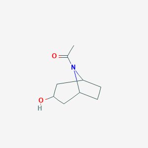 molecular formula C9H15NO2 B064983 1-(3-Hydroxy-8-azabicyclo[3.2.1]oct-8-yl)ethanone CAS No. 194784-11-7