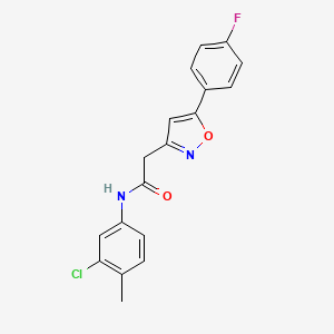 molecular formula C18H14ClFN2O2 B6498305 N-(3-chloro-4-methylphenyl)-2-[5-(4-fluorophenyl)-1,2-oxazol-3-yl]acetamide CAS No. 953228-25-6