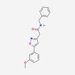 molecular formula C19H18N2O3 B6498317 N-benzyl-2-[5-(3-methoxyphenyl)-1,2-oxazol-3-yl]acetamide CAS No. 953138-14-2