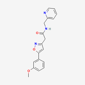 molecular formula C18H17N3O3 B6498325 2-[5-(3-methoxyphenyl)-1,2-oxazol-3-yl]-N-[(pyridin-2-yl)methyl]acetamide CAS No. 952985-78-3
