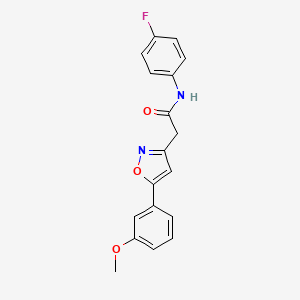 molecular formula C18H15FN2O3 B6498327 N-(4-fluorophenyl)-2-[5-(3-methoxyphenyl)-1,2-oxazol-3-yl]acetamide CAS No. 952986-02-6