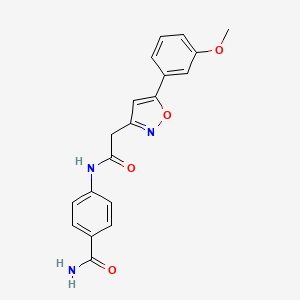 molecular formula C19H17N3O4 B6498366 4-{2-[5-(3-methoxyphenyl)-1,2-oxazol-3-yl]acetamido}benzamide CAS No. 953253-75-3