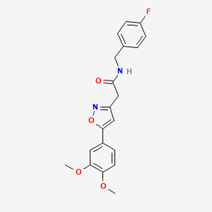 molecular formula C20H19FN2O4 B6498395 2-[5-(3,4-dimethoxyphenyl)-1,2-oxazol-3-yl]-N-[(4-fluorophenyl)methyl]acetamide CAS No. 953256-42-3