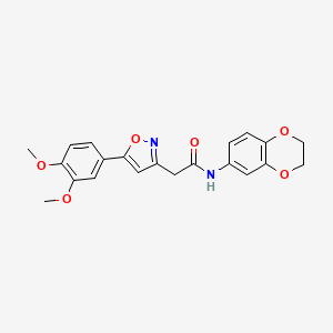 molecular formula C21H20N2O6 B6498401 N-(2,3-dihydro-1,4-benzodioxin-6-yl)-2-[5-(3,4-dimethoxyphenyl)-1,2-oxazol-3-yl]acetamide CAS No. 953182-42-8