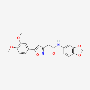 molecular formula C20H18N2O6 B6498407 N-(2H-1,3-benzodioxol-5-yl)-2-[5-(3,4-dimethoxyphenyl)-1,2-oxazol-3-yl]acetamide CAS No. 953232-03-6