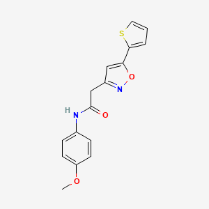 molecular formula C16H14N2O3S B6498424 N-(4-methoxyphenyl)-2-[5-(thiophen-2-yl)-1,2-oxazol-3-yl]acetamide CAS No. 946284-55-5