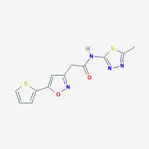 molecular formula C12H10N4O2S2 B6498426 N-(5-methyl-1,3,4-thiadiazol-2-yl)-2-[5-(thiophen-2-yl)-1,2-oxazol-3-yl]acetamide CAS No. 946284-85-1