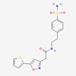 molecular formula C17H17N3O4S2 B6498431 N-[2-(4-sulfamoylphenyl)ethyl]-2-[5-(thiophen-2-yl)-1,2-oxazol-3-yl]acetamide CAS No. 946284-93-1
