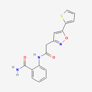 molecular formula C16H13N3O3S B6498436 2-{2-[5-(thiophen-2-yl)-1,2-oxazol-3-yl]acetamido}benzamide CAS No. 953183-97-6