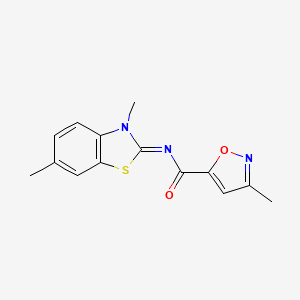molecular formula C14H13N3O2S B6498460 N-[(2E)-3,6-dimethyl-2,3-dihydro-1,3-benzothiazol-2-ylidene]-3-methyl-1,2-oxazole-5-carboxamide CAS No. 946318-17-8