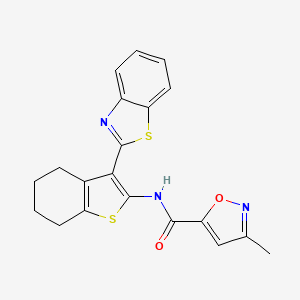 molecular formula C20H17N3O2S2 B6498495 N-[3-(1,3-benzothiazol-2-yl)-4,5,6,7-tetrahydro-1-benzothiophen-2-yl]-3-methyl-1,2-oxazole-5-carboxamide CAS No. 946286-27-7