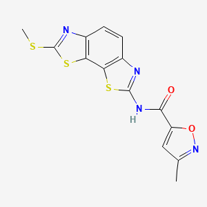 molecular formula C14H10N4O2S3 B6498500 3-methyl-N-[11-(methylsulfanyl)-3,12-dithia-5,10-diazatricyclo[7.3.0.0^{2,6}]dodeca-1(9),2(6),4,7,10-pentaen-4-yl]-1,2-oxazole-5-carboxamide CAS No. 946318-81-6