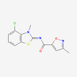 N-[(2E)-4-chloro-3-methyl-2,3-dihydro-1,3-benzothiazol-2-ylidene]-3-methyl-1,2-oxazole-5-carboxamide