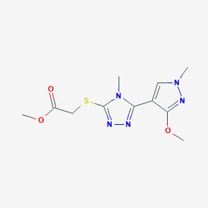 molecular formula C11H15N5O3S B6498565 methyl 2-{[5-(3-methoxy-1-methyl-1H-pyrazol-4-yl)-4-methyl-4H-1,2,4-triazol-3-yl]sulfanyl}acetate CAS No. 1014074-00-0