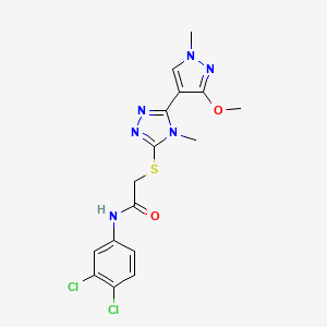 molecular formula C16H16Cl2N6O2S B6498571 N-(3,4-dichlorophenyl)-2-{[5-(3-methoxy-1-methyl-1H-pyrazol-4-yl)-4-methyl-4H-1,2,4-triazol-3-yl]sulfanyl}acetamide CAS No. 1014092-45-5
