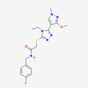 2-{[4-ethyl-5-(3-methoxy-1-methyl-1H-pyrazol-4-yl)-4H-1,2,4-triazol-3-yl]sulfanyl}-N-[(4-fluorophenyl)methyl]acetamide