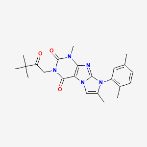 molecular formula C23H27N5O3 B6498589 3-(3,3-dimethyl-2-oxobutyl)-8-(2,5-dimethylphenyl)-1,7-dimethyl-1H,2H,3H,4H,8H-imidazo[1,2-g]purine-2,4-dione CAS No. 878728-32-6