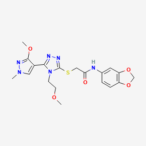 N-(2H-1,3-benzodioxol-5-yl)-2-{[5-(3-methoxy-1-methyl-1H-pyrazol-4-yl)-4-(2-methoxyethyl)-4H-1,2,4-triazol-3-yl]sulfanyl}acetamide