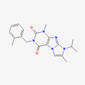 molecular formula C20H23N5O2 B6498615 1,7-dimethyl-3-[(2-methylphenyl)methyl]-8-(propan-2-yl)-1H,2H,3H,4H,8H-imidazo[1,2-g]purine-2,4-dione CAS No. 878730-88-2