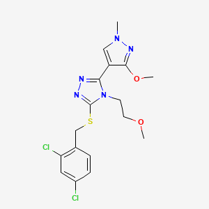 molecular formula C17H19Cl2N5O2S B6498623 3-{[(2,4-dichlorophenyl)methyl]sulfanyl}-5-(3-methoxy-1-methyl-1H-pyrazol-4-yl)-4-(2-methoxyethyl)-4H-1,2,4-triazole CAS No. 1013775-98-8