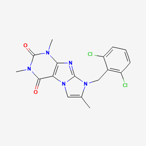 molecular formula C17H15Cl2N5O2 B6498632 8-[(2,6-dichlorophenyl)methyl]-1,3,7-trimethyl-1H,2H,3H,4H,8H-imidazo[1,2-g]purine-2,4-dione CAS No. 878735-27-4