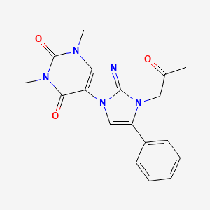 molecular formula C18H17N5O3 B6498638 1,3-dimethyl-8-(2-oxopropyl)-7-phenyl-1H-imidazo[2,1-f]purine-2,4(3H,8H)-dione CAS No. 878736-03-9