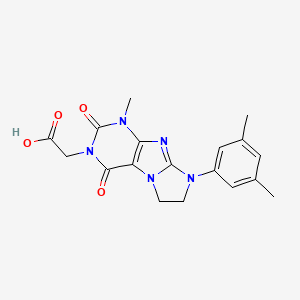 molecular formula C18H19N5O4 B6498646 2-[8-(3,5-dimethylphenyl)-1-methyl-2,4-dioxo-1H,2H,3H,4H,6H,7H,8H-imidazo[1,2-g]purin-3-yl]acetic acid CAS No. 878736-49-3