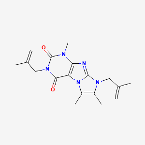 molecular formula C18H23N5O2 B6498651 1,6,7-trimethyl-3,8-bis(2-methylprop-2-en-1-yl)-1H,2H,3H,4H,8H-imidazo[1,2-g]purine-2,4-dione CAS No. 878736-69-7
