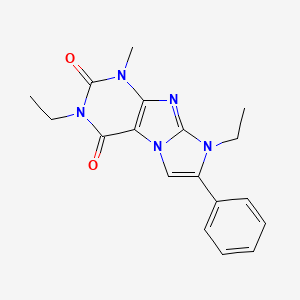 molecular formula C18H19N5O2 B6498658 3,8-diethyl-1-methyl-7-phenyl-1H,2H,3H,4H,8H-imidazo[1,2-g]purine-2,4-dione CAS No. 878736-75-5