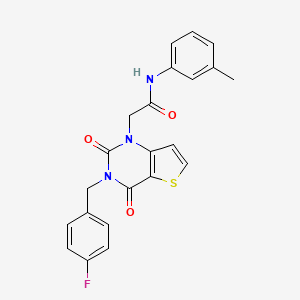 molecular formula C22H18FN3O3S B6498711 2-{3-[(4-fluorophenyl)methyl]-2,4-dioxo-1H,2H,3H,4H-thieno[3,2-d]pyrimidin-1-yl}-N-(3-methylphenyl)acetamide CAS No. 879139-37-4