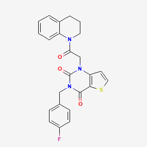 molecular formula C24H20FN3O3S B6498712 3-[(4-fluorophenyl)methyl]-1-[2-oxo-2-(1,2,3,4-tetrahydroquinolin-1-yl)ethyl]-1H,2H,3H,4H-thieno[3,2-d]pyrimidine-2,4-dione CAS No. 879139-95-4