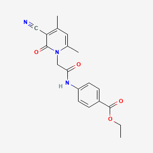 molecular formula C19H19N3O4 B6498744 ethyl 4-[2-(3-cyano-4,6-dimethyl-2-oxo-1,2-dihydropyridin-1-yl)acetamido]benzoate CAS No. 878677-34-0
