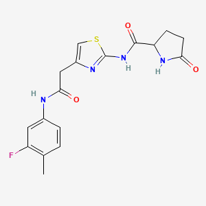 molecular formula C17H17FN4O3S B6498750 N-(4-{[(3-fluoro-4-methylphenyl)carbamoyl]methyl}-1,3-thiazol-2-yl)-5-oxopyrrolidine-2-carboxamide CAS No. 1048679-07-7