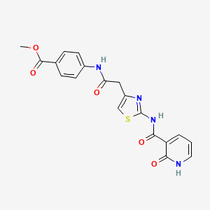 molecular formula C19H16N4O5S B6498773 methyl 4-{2-[2-(2-oxo-1,2-dihydropyridine-3-amido)-1,3-thiazol-4-yl]acetamido}benzoate CAS No. 946207-48-3