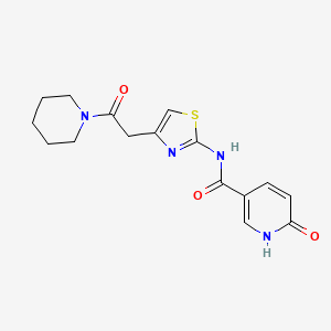 molecular formula C16H18N4O3S B6498784 6-oxo-N-{4-[2-oxo-2-(piperidin-1-yl)ethyl]-1,3-thiazol-2-yl}-1,6-dihydropyridine-3-carboxamide CAS No. 946336-58-9