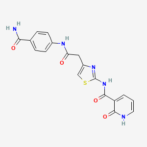 molecular formula C18H15N5O4S B6498786 N-(4-{[(4-carbamoylphenyl)carbamoyl]methyl}-1,3-thiazol-2-yl)-2-oxo-1,2-dihydropyridine-3-carboxamide CAS No. 946207-72-3