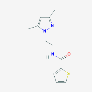 molecular formula C12H15N3OS B6498833 N-[2-(3,5-dimethyl-1H-pyrazol-1-yl)ethyl]thiophene-2-carboxamide CAS No. 890601-75-9